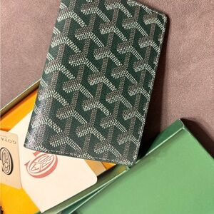 Goyard Green Chevron Card Holder